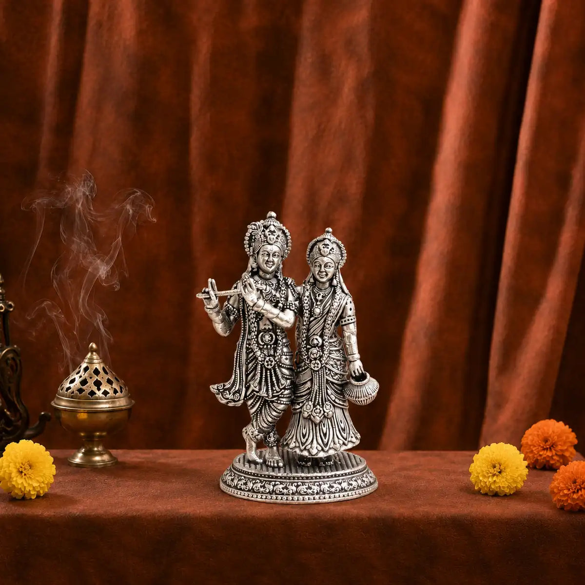 Brass Lightweight Standing Radha Krishna Idol