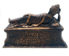 Brass Sleeping Buddha Idol | Reclining Buddha Statue Murti Sculpture for Home Decor, Pooja, Meditation & Gifts,Gold, 7 Inch, 1 Piece