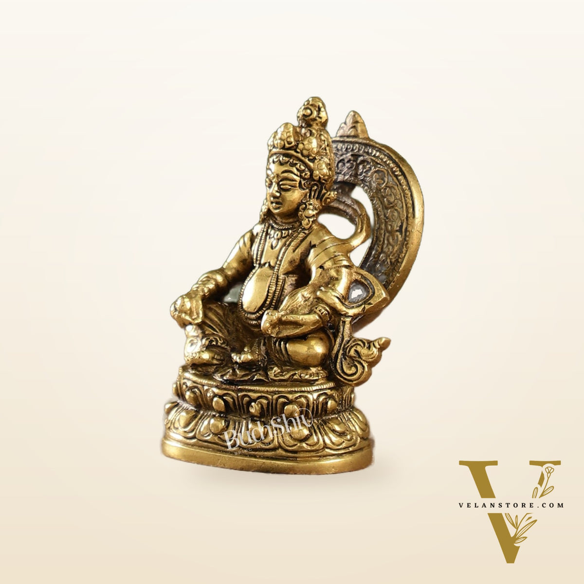 Kubera Brass Idol, 3.5" Height, Handcrafted Antique