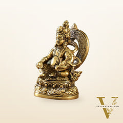 Kubera Brass Idol, 3.5" Height, Handcrafted Antique