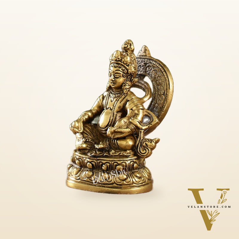 Kubera Brass Idol, 3.5" Height, Handcrafted Antique