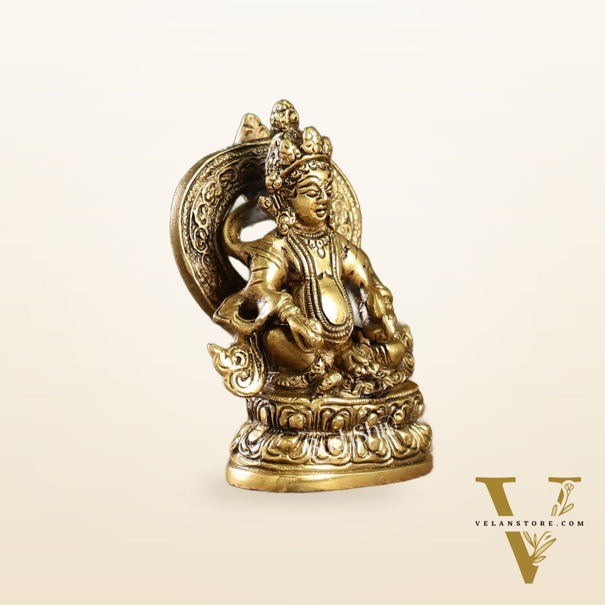 Kubera Brass Idol, 3.5" Height, Handcrafted Antique