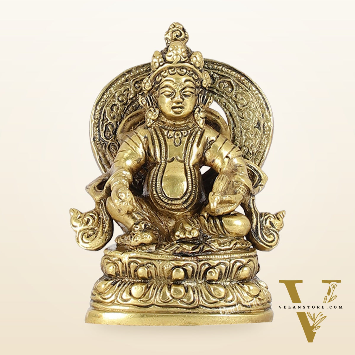 Kubera Brass Idol, 3.5" Height, Handcrafted Antique