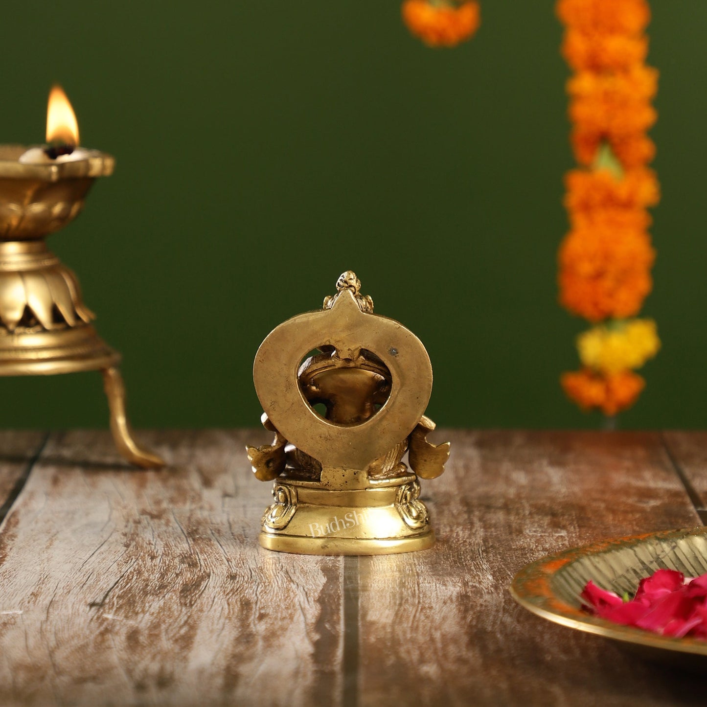 Kubera Brass Idol, 3.5" Height, Handcrafted Antique