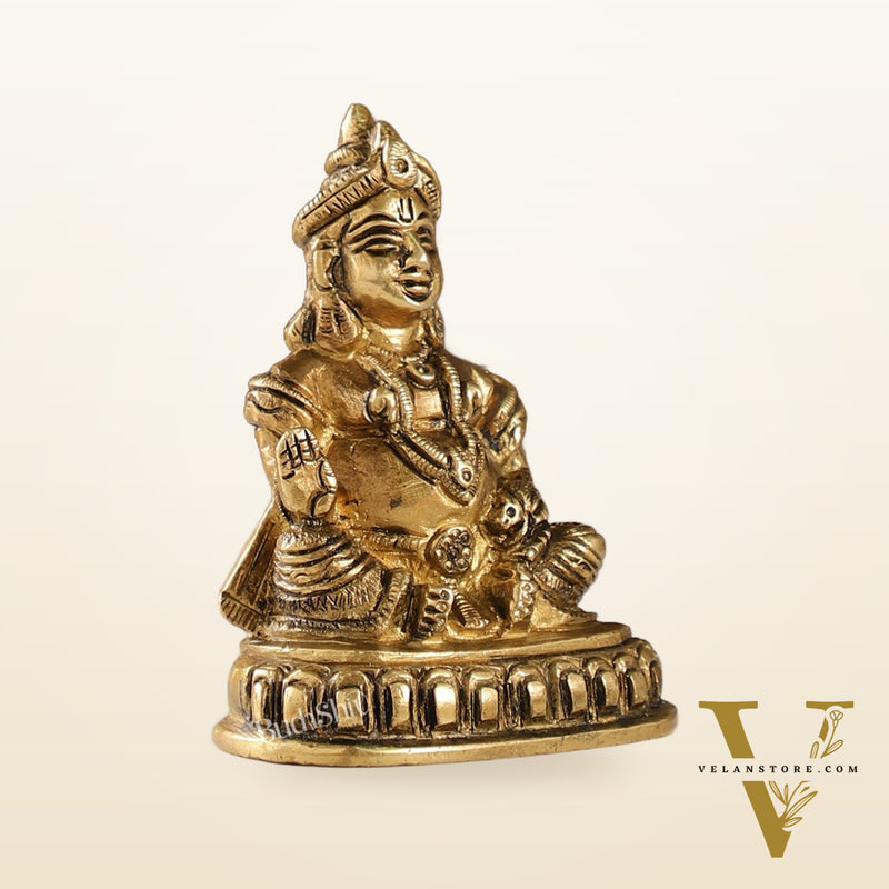Kubera Brass Idol, 4" Height, Handcrafted