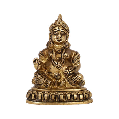 Kubera Brass Idol, 4" Height, Handcrafted