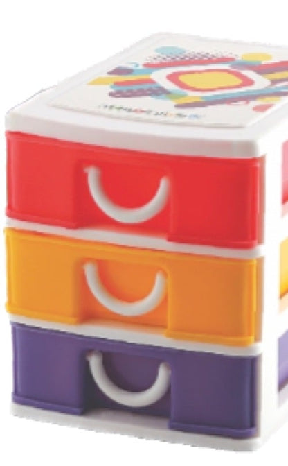 Kids Trends Kitchen Trends Small Storage 3 Tier Drawer for Home or Office,Pack of 1,Random Colours