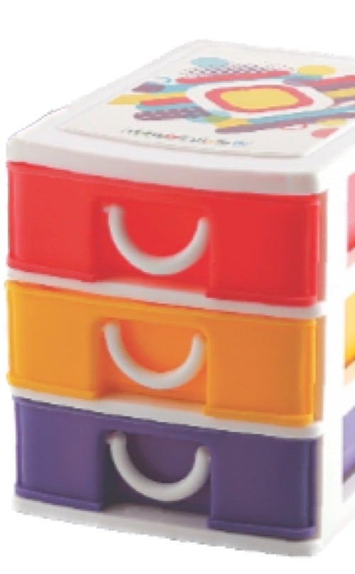 Kids Trends Kitchen Trends Small Storage 3 Tier Drawer for Home or Office,Pack of 1,Random Colours-1