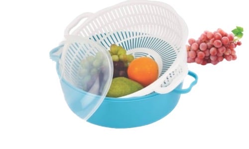 3 in 1 Dish Tub and Colander Set with Lid, Vegetable Washer with Bowl, Dishpan Strainer Basket Lettuce Washer and Dryer - Water Drain