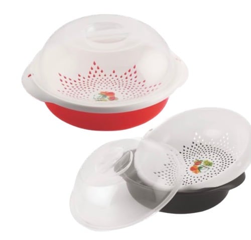 3 in 1 Dish Tub and Colander Set with Lid, Vegetable Washer with Bowl, Dishpan Strainer Basket Lettuce Washer and Dryer - Water Drain