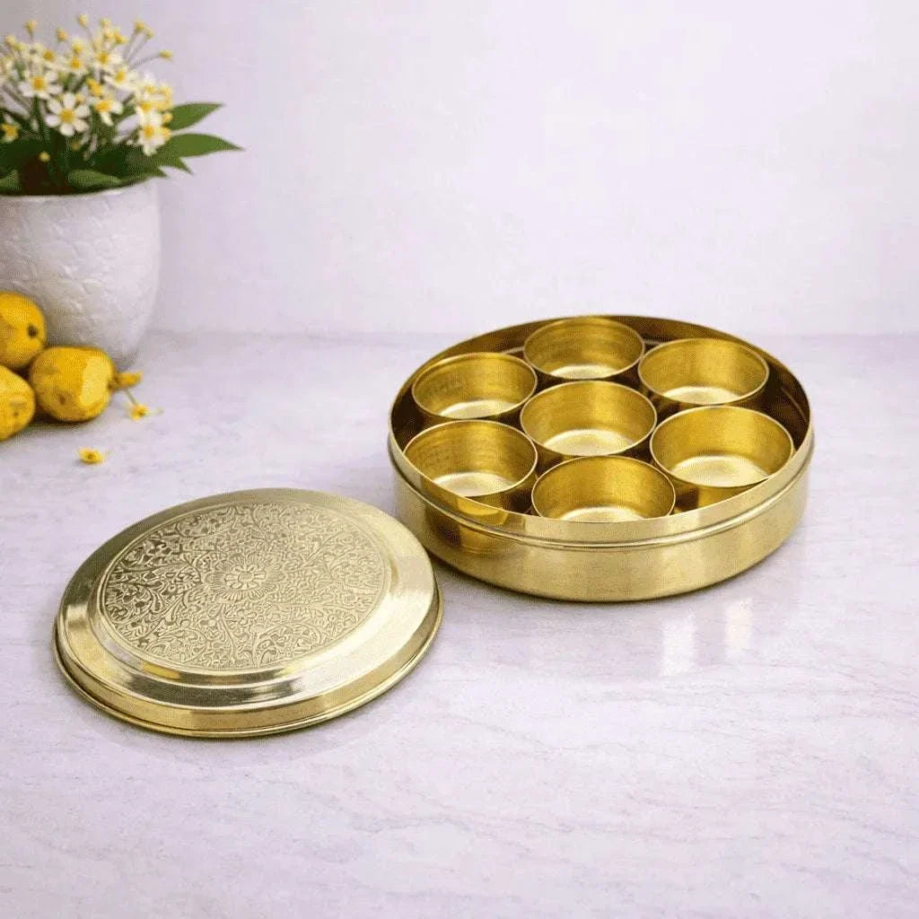 Brass Pooja Kumkum Chopra Box (4.5 Inch)
