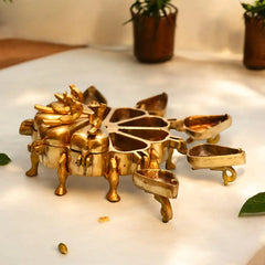 Pure Brass 9-Compartment Peacock Kumkum Box