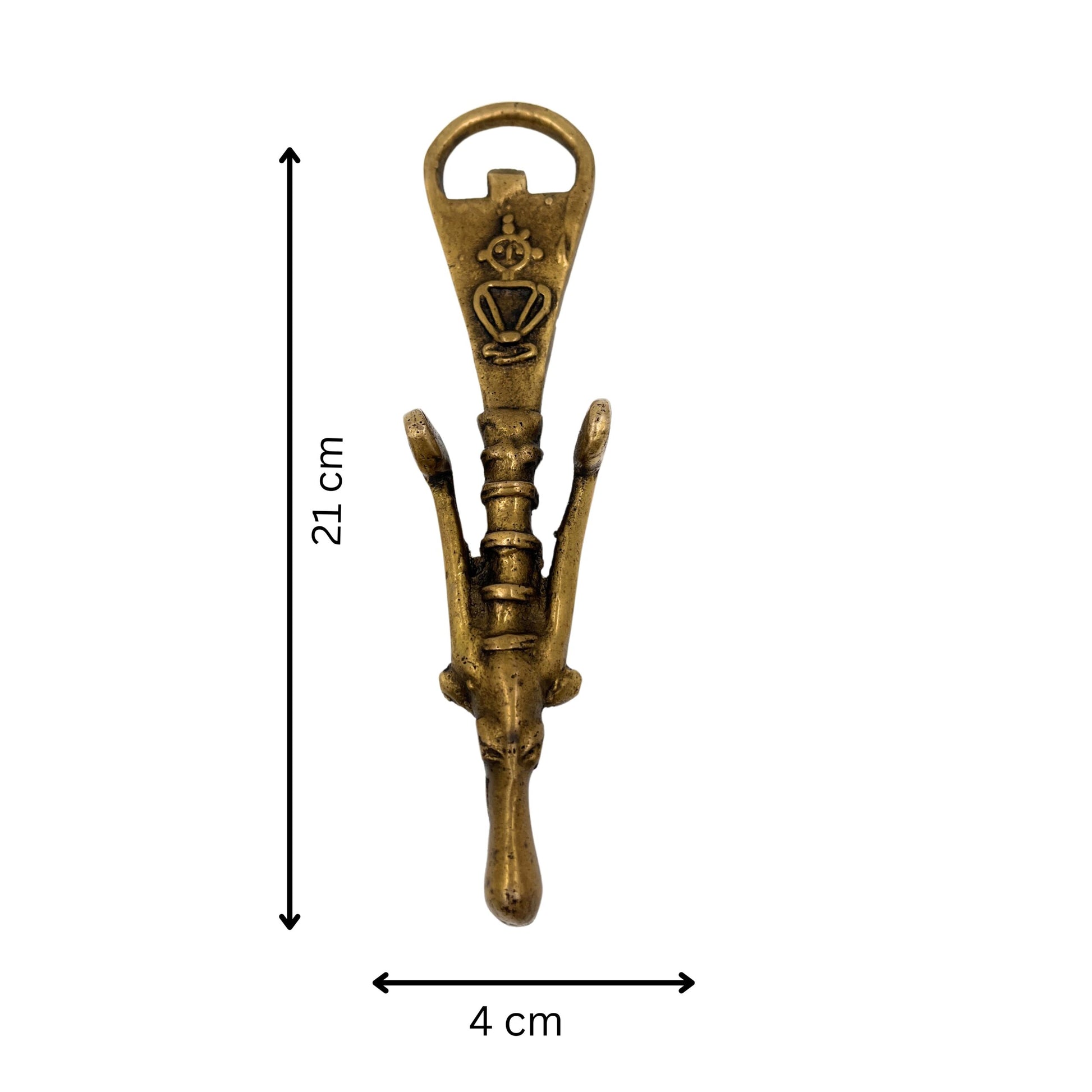Bhunes Brass Bastar Art Bottle Opener, Tribal Handmande Opener,Gold, 8.5 Inch, 1 Piece