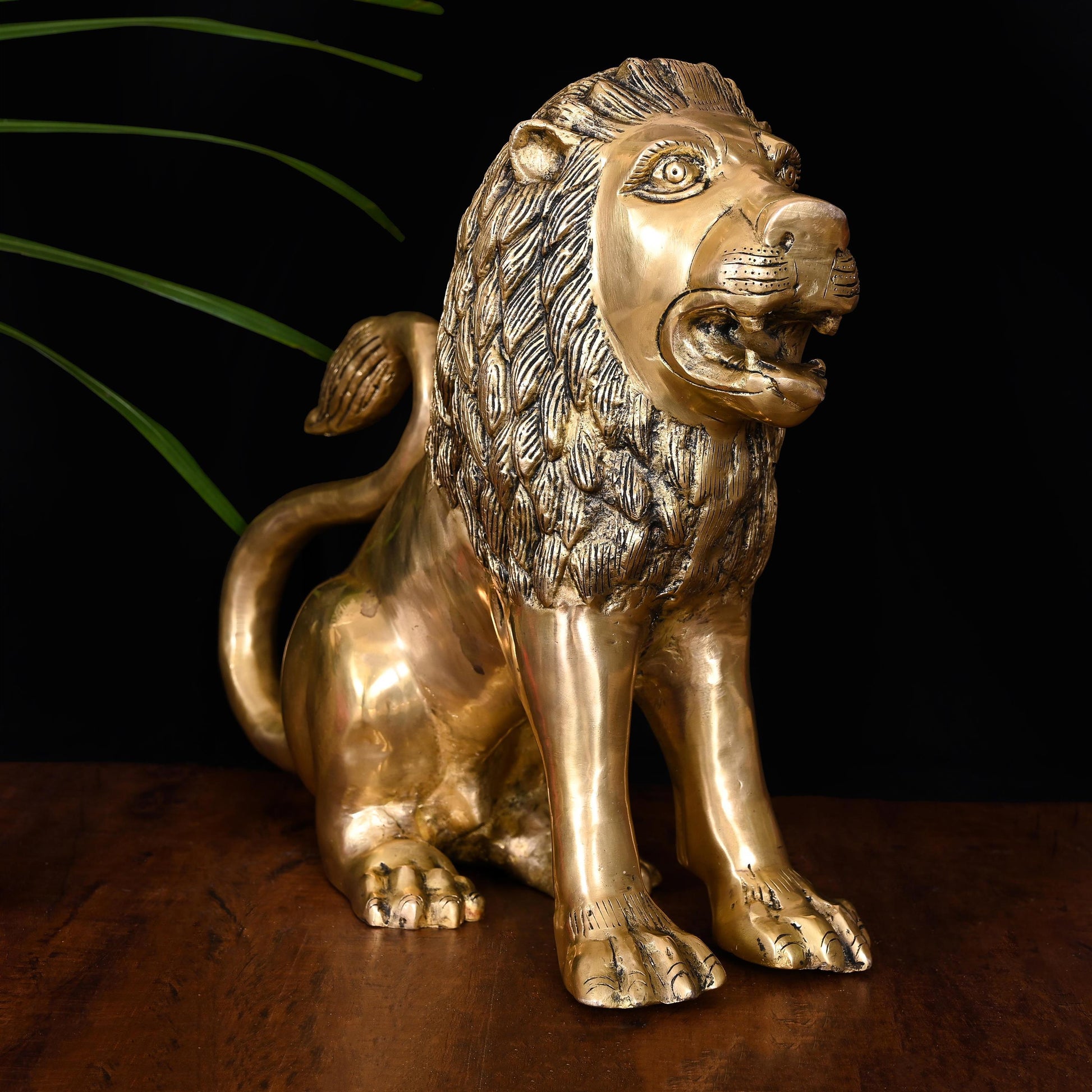 Brass Lion Statue (13 Inch)