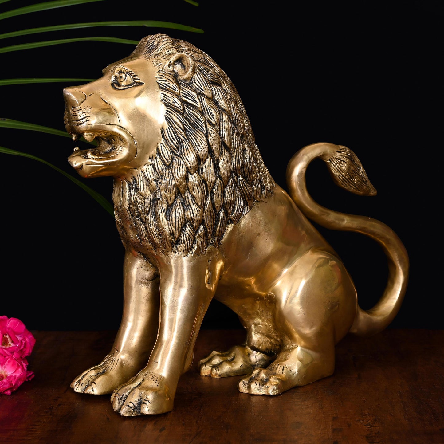 Brass Lion Statue (13 Inch)