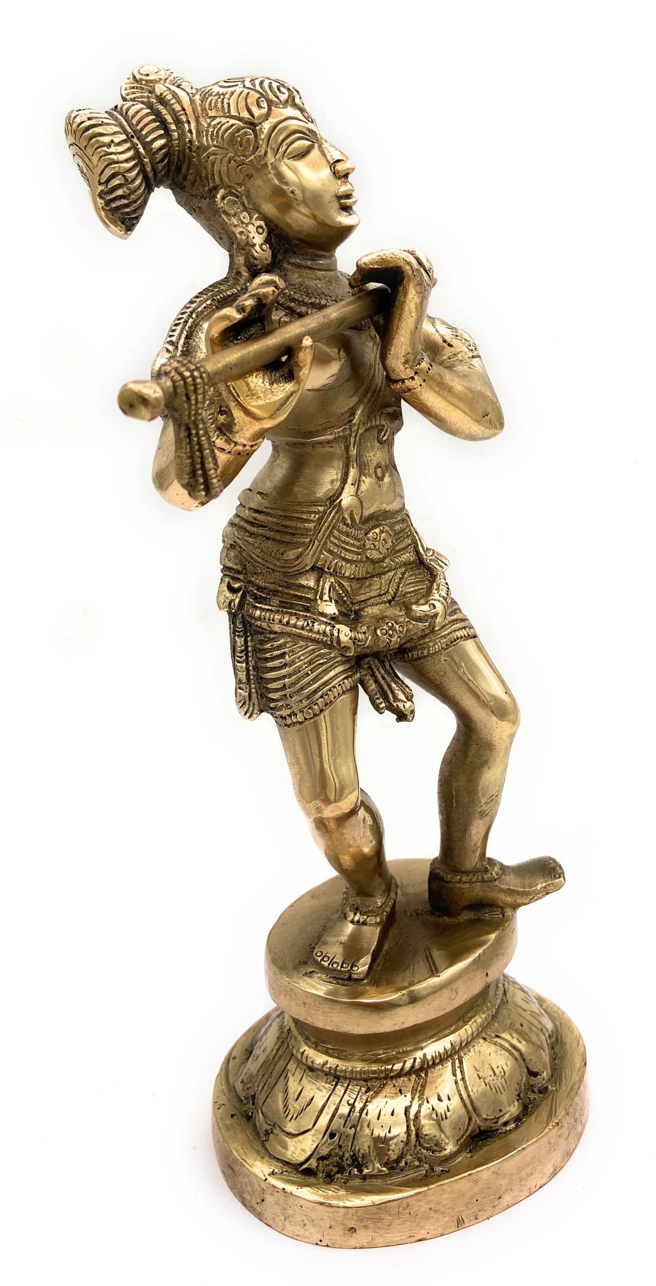 Brass Krishna Idol | Gopal Murti | Balakrishna Vigraham | Radha Krishna Statue | Kanhaiya Murti for Pooja, Temple & Home Decor,Gold, 11 Inch, 1 Piece