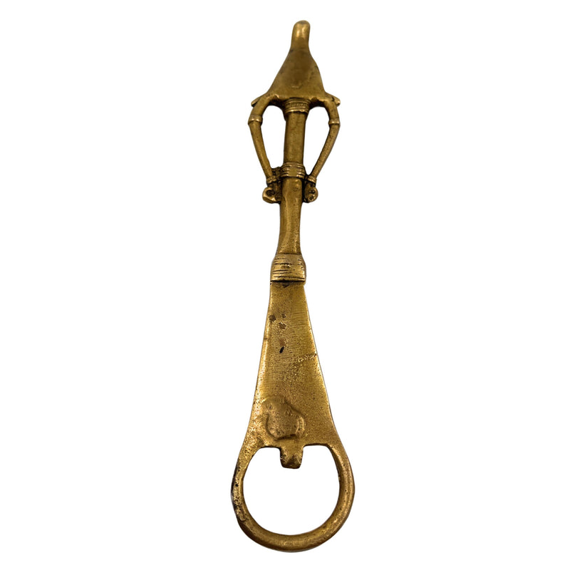 Handmade Brass Bottle Opener, Peetal Pittal Bar Tool, Bastar Tribal Vintage Cap Opener, Hittale Tambra Pittal Kitchen & Bar Accessory,Gold, 7 Inch, 1 Piece