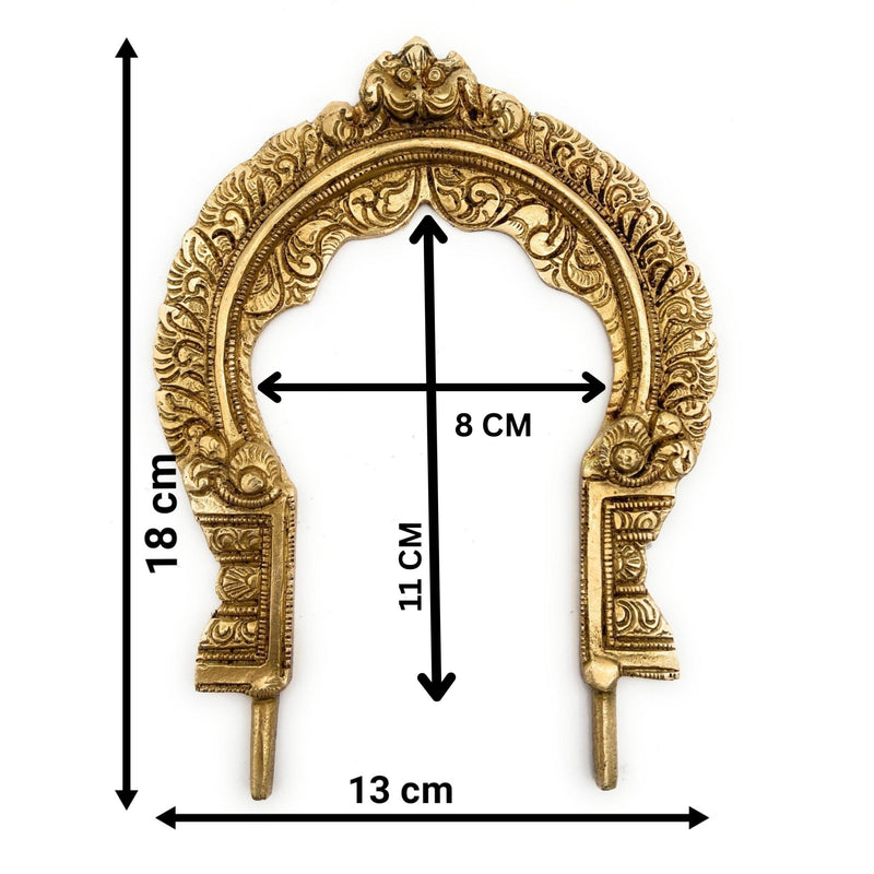 Bhunes Brass Prabhavali Arch Frame – Small Wall Hanging Prabhawali for Deity | Traditional Pooja Backdrop for Home Temple Decor, Gold, 7 Inch, 1 Piece