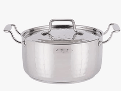 Praylady INOX 3+ Series Cooking Pot 22 cm | Hammered Cooking Pot with Lid | Cooking Kadai for Induction Base and Gas Stove | Deep Kadhai with Lid | Stainless Steel Cookware | Silver-1