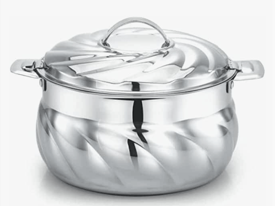 பிரேலேடி எஸ்-மாடல் ஹாட்பாட் ப்ளைன் சில்வர் | சிறந்த தோற்றத்தை அளிக்கும் எக்ஸோடிக் டிசைன் | ஸ்டீல் மூடியுடன் கூடிய இன்சுலேட்டட் ஸ்டெயின்லெஸ் ஸ்டீல் கேசரோல் | ஹாட் பாட் சர்விங் கேசரோல்கள்/சப்பாத்தி பாக்ஸ்/ஹாட் கேஸ் (3500 மிலி) 