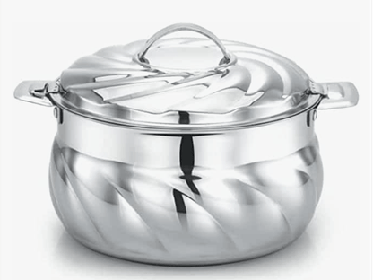 பிரேலேடி எஸ்-மாடல் ஹாட்பாட் ப்ளைன் சில்வர் | சிறந்த தோற்றத்தை அளிக்கும் எக்ஸோடிக் டிசைன் | ஸ்டீல் மூடியுடன் கூடிய இன்சுலேட்டட் ஸ்டெயின்லெஸ் ஸ்டீல் கேசரோல் | ஹாட் பாட் சர்விங் கேசரோல்கள்/சப்பாத்தி பாக்ஸ்/ஹாட் கேஸ் (3500 மிலி) 