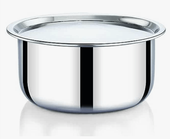 Praylady Nexon Series Triply Cooking Pot With Lid | Stainless Steel Handi Casserole without Handle | Cooking Vessel for Kitchen | Tri-Ply Bottom | Deep Kadai With Lid | Induction & Gas compatible | Silver
