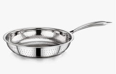Praylady INOX 3+ Series Frypan | Stainless Steel Fry Pan 22 cm | Hammered Steel Frypan | Stainless Steel Cookware | Gas and Induction Compatible | Silver-1