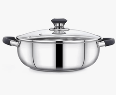 Praylady Ecstasy Series 3 Ply Base Kadai 24 cm | Stainless Steel Deep kadai with Glass Lid 3.0 L | Silver | Deep Kadai with See Through Lid | Deep Cooking |-1