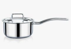 Praylady Nexon Series Triply Saucepan with Lid 18 cm | Saucepan with Tri ply Base | Sauce Pot with Stainless Steel Lid | Milk Pan with Lid | Gas and Induction Compatible | Silver-1