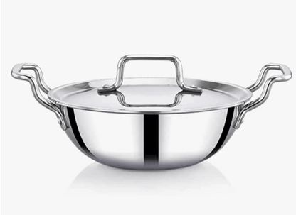 Praylady Stainless Steel Handi Casserole with Lid, Nexon Series Triply Kadai with Capacity