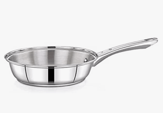 Praylady Delight Series 3 PLY Base Frypan 24 cm | Stainless Steel Pan with Riveted Handle and Induction Base | Compatible with All Cooktops Including Induction |