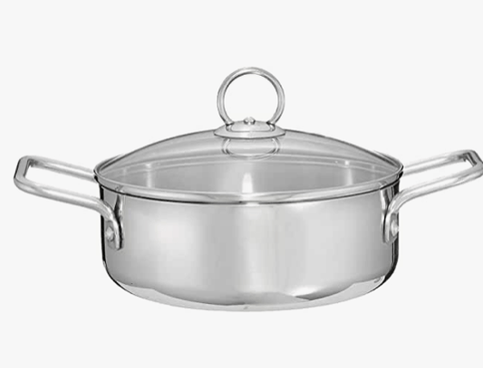 Praylady Dura Plus Shallow Pot with Glass Lid (20 cms)