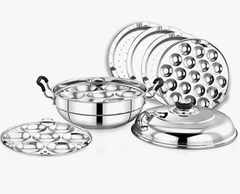 Praylady Stainless Steel Deluxe Idli Pot | Kitchen Accessories | Idli Pot with Lid | Gas and Induction Compatible Idli Pot (6 Plates)-1