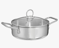 Praylady - 50234 Dura Plus Shallow Pot with Glass Lid, 18 cm, Silver-1
