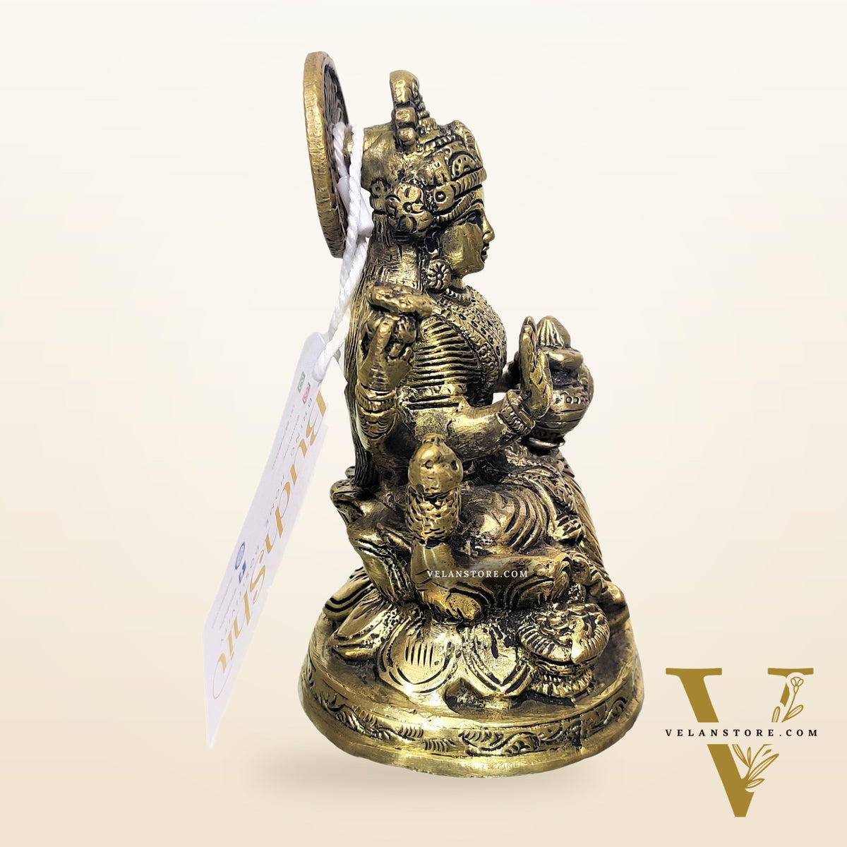 Lakshmi brass idol with charcoal finish | suitable for office desk/study table/ temple