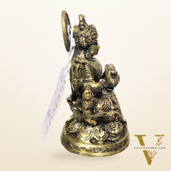 Lakshmi brass idol with charcoal finish | suitable for office desk/study table/ temple