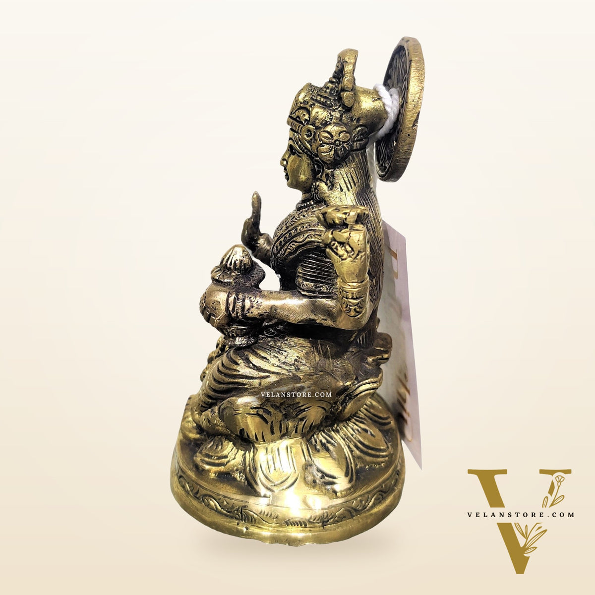 Lakshmi brass idol with charcoal finish | suitable for office desk/study table/ temple