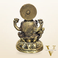 Lakshmi brass idol with charcoal finish | suitable for office desk/study table/ temple