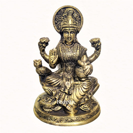 Lakshmi brass idol with charcoal finish | suitable for office desk/study table/ temple