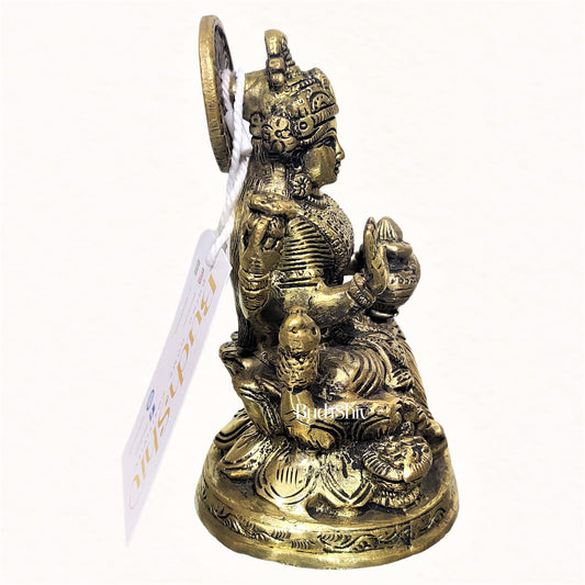 Lakshmi brass idol with charcoal finish | suitable for office desk/study table/ temple