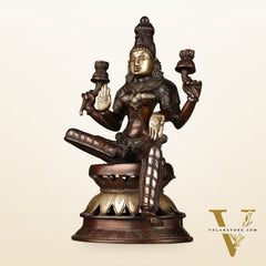 Lakshmi Brass Statue 12 inch antique brown