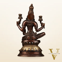 Lakshmi Brass Statue 12 inch antique brown