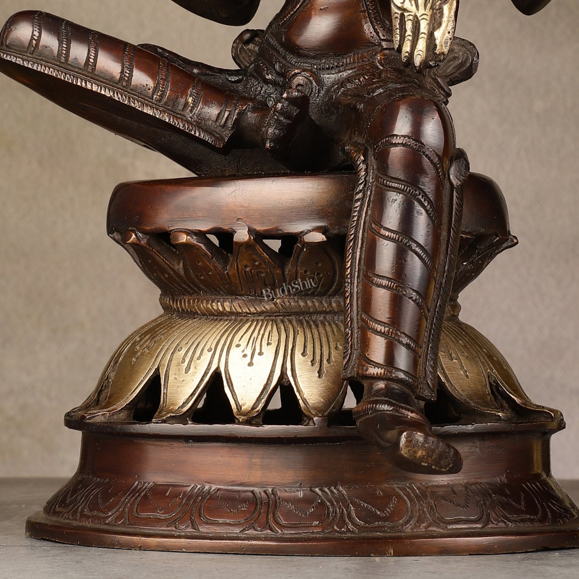 Lakshmi Brass Statue 12 inch antique brown