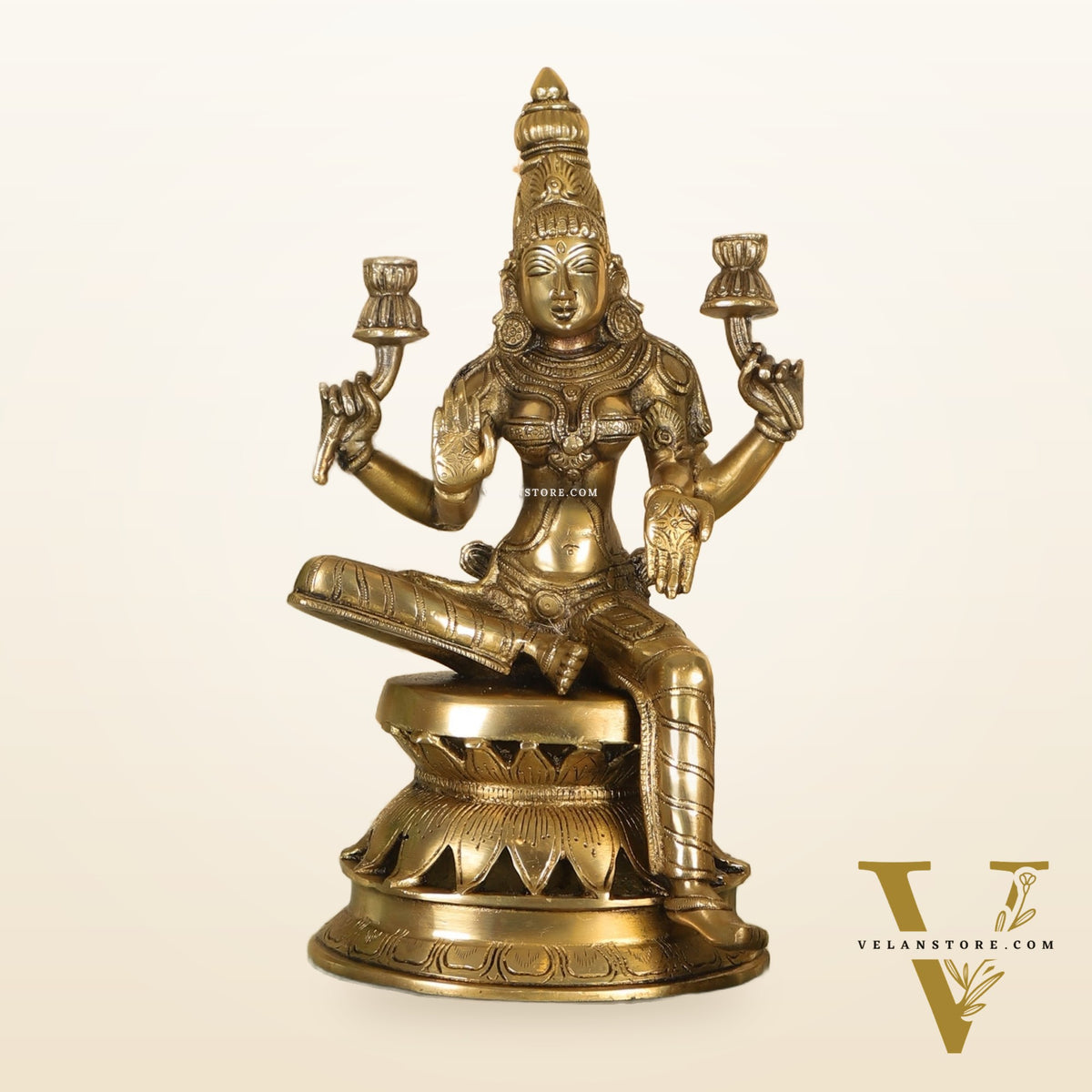 Lakshmi Brass Statue 12 inch matte