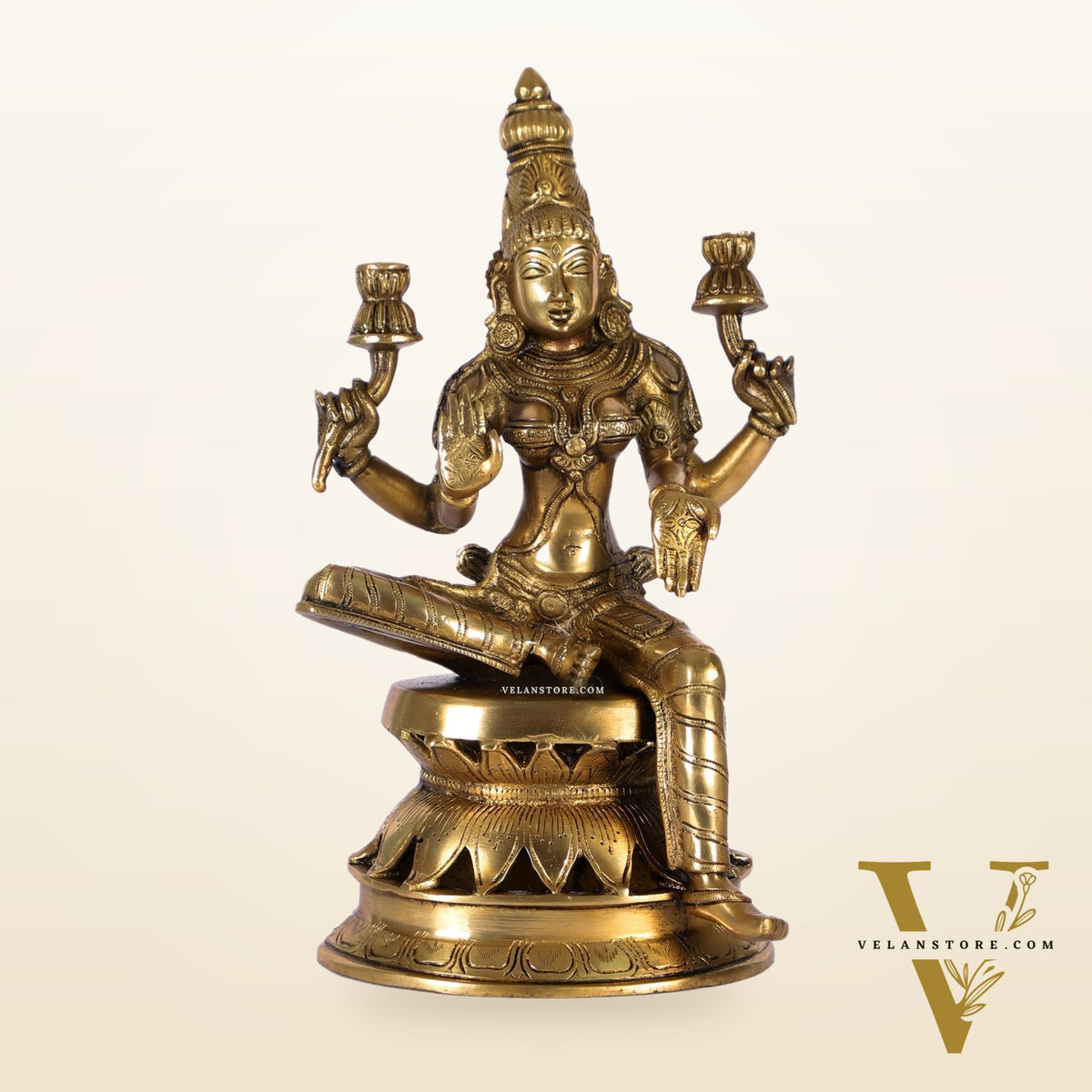 Lakshmi Brass Statue 12 inch matte