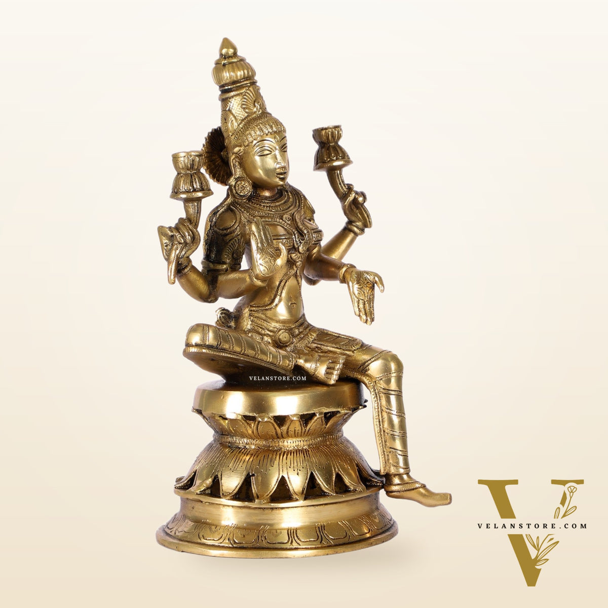 Lakshmi Brass Statue 12 inch matte
