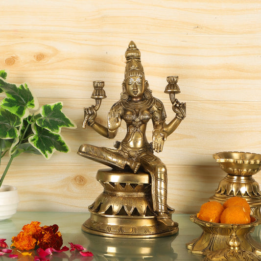 Lakshmi Brass Statue 12 inch matte