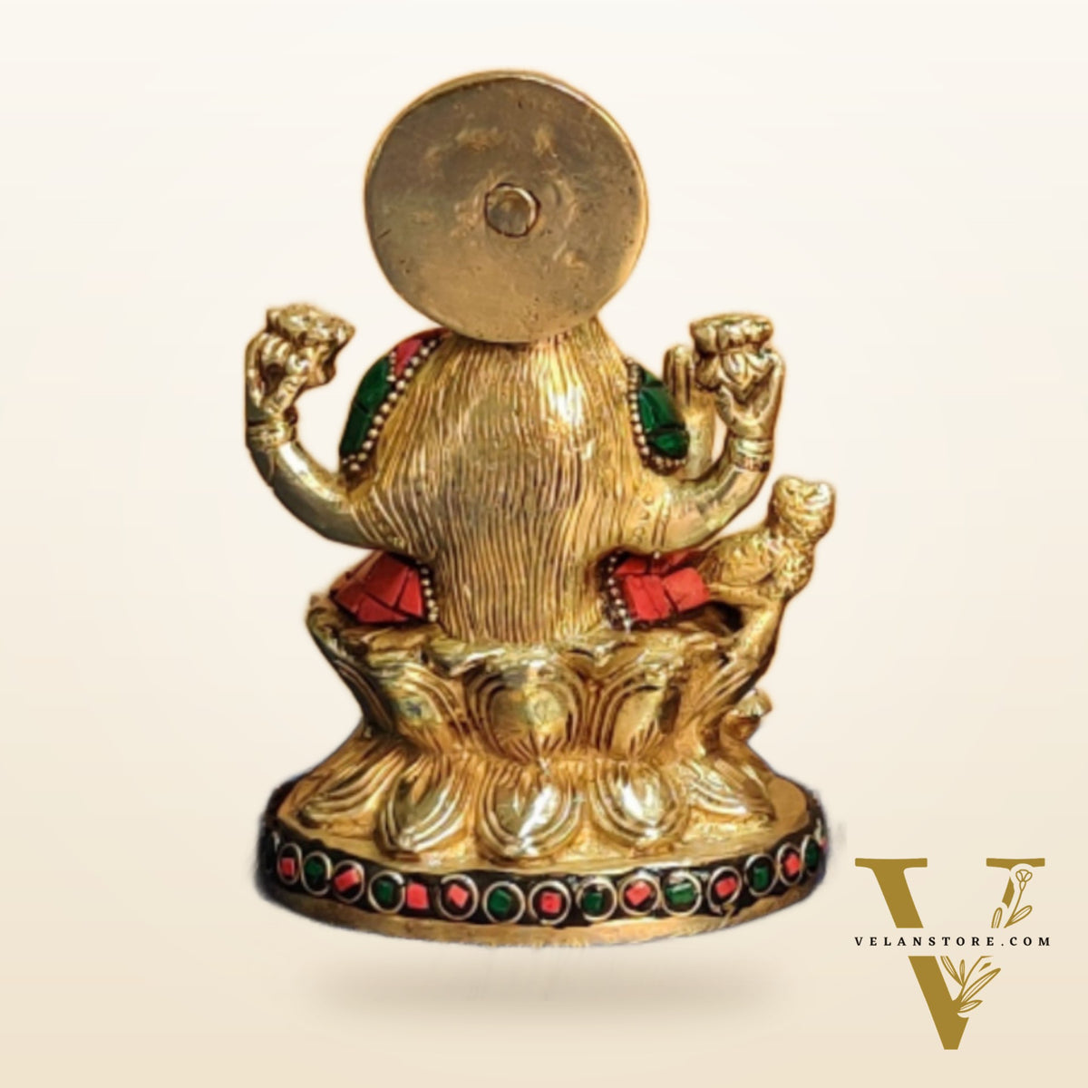 Lakshmi enchanting brass idol with stonework | suitable for office desk/study table/ temple