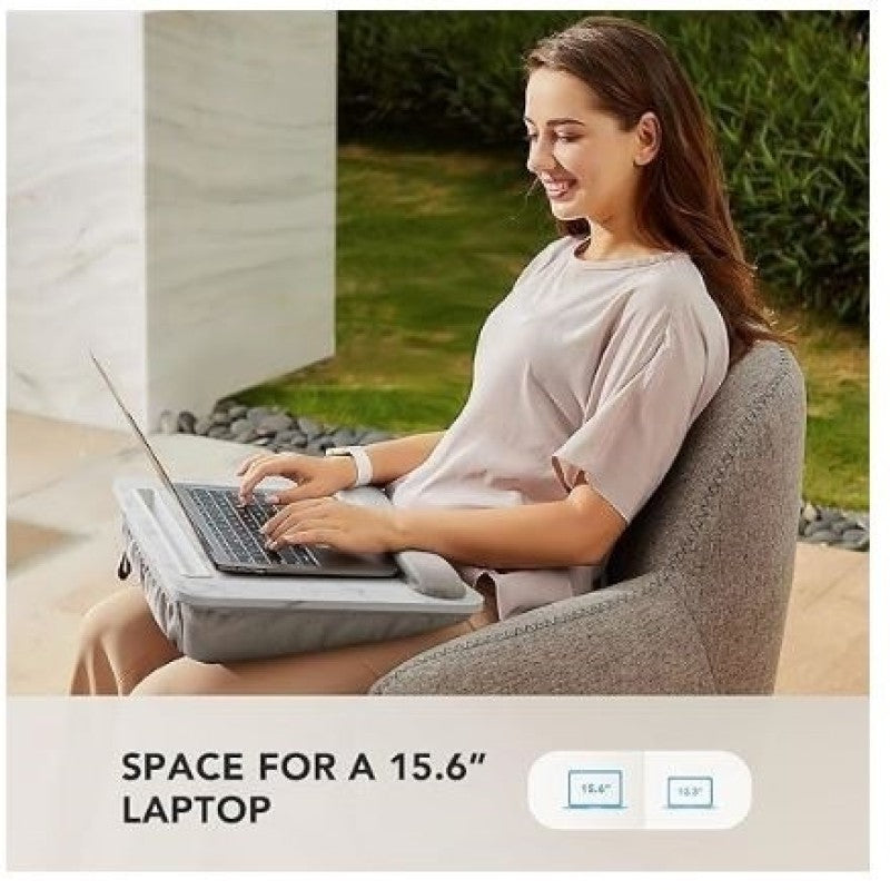 All-in-one Portable Lap Desk for Laptop, Tablet, Phone with padded cushion and extra storage