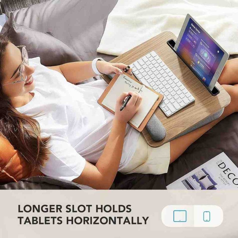 Multipurpose Laptop Lap Desk with wrist pad and storage
